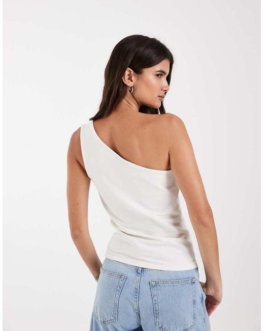 ASOS White Cotton One Shoulder Top