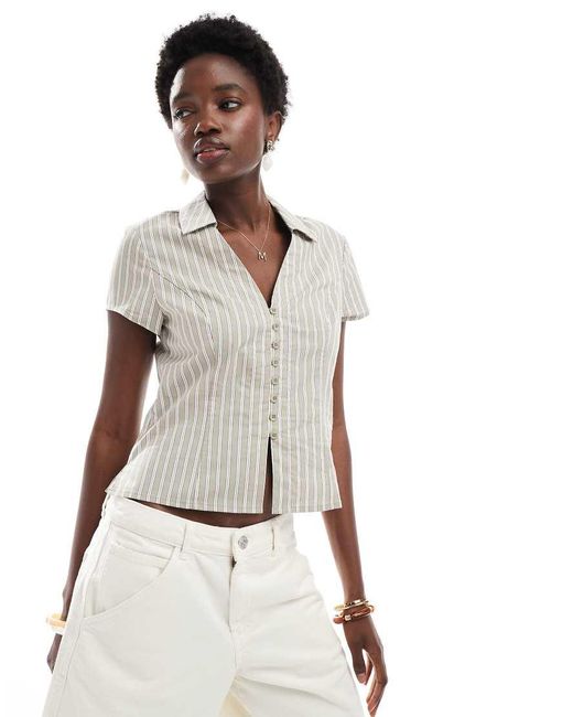 Cotton On Gray Short Sleeve Fitted Shirt