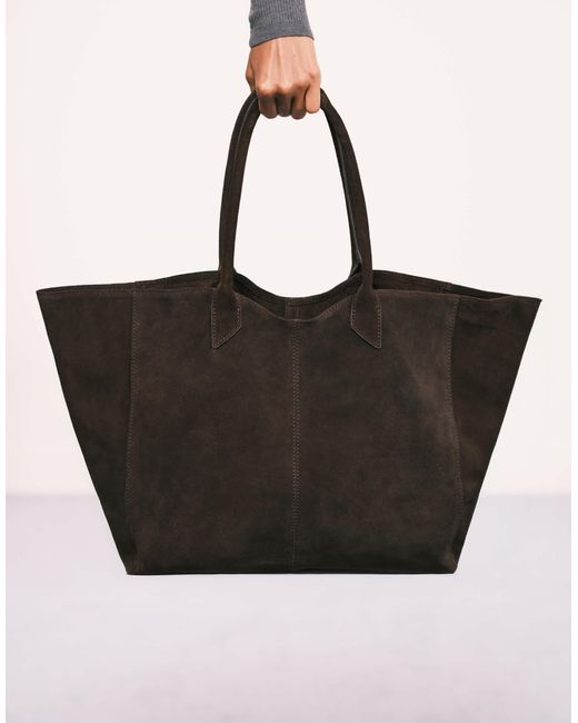ASOS Black – premium – verstärkte tragetasche aus wildleder