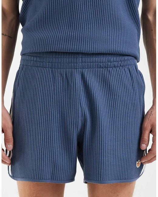 Adidas Originals Blue Waffle Textured Sprinter Shorts for men