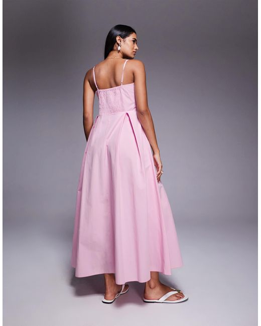 River Island Pink Midi Bow Button Up Dress