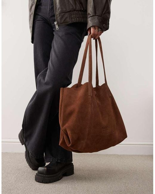 Barney's Originals Brown Suede Tote Bag