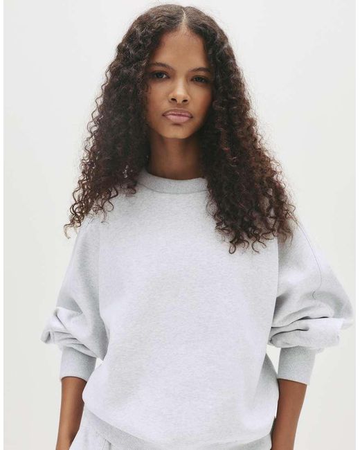 Felpa Oversize Mélange Con Cuciture A Vista di Pull&Bear in White