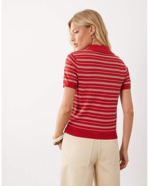Mango Red Short Sleeve Polo Top