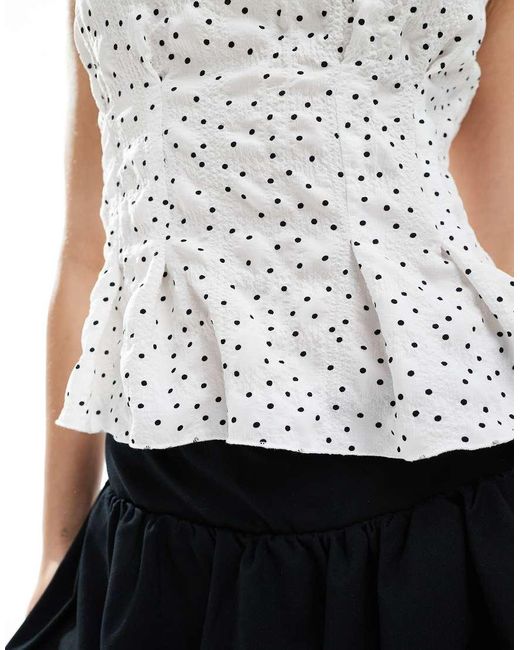ASOS Getailleerde Top Met Stippen in het White