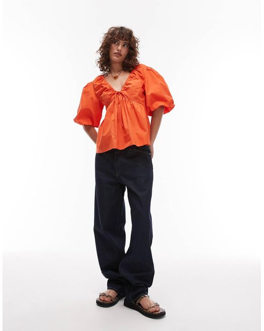TOPSHOP Orange – popeline-oberteil