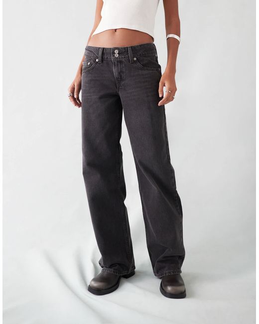 Jean ample à taille ultra-basse - noir délavé Levi's en coloris White