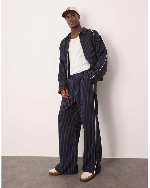 ASOS Blue Wide Tracksuit Bottoms for men