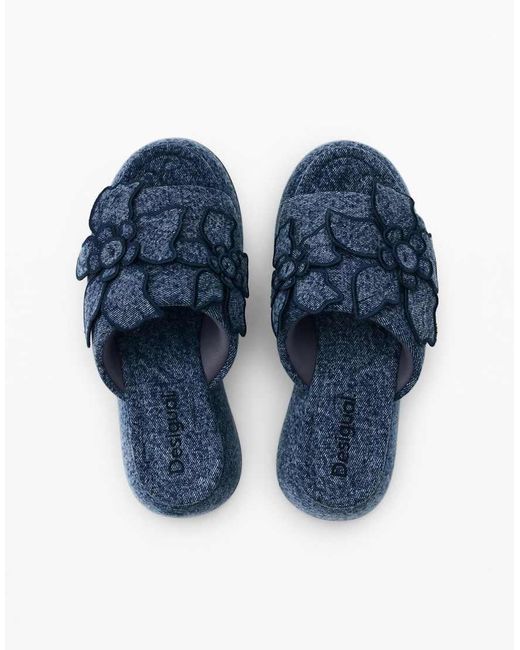 Desigual Blue Denim Platform Sandal