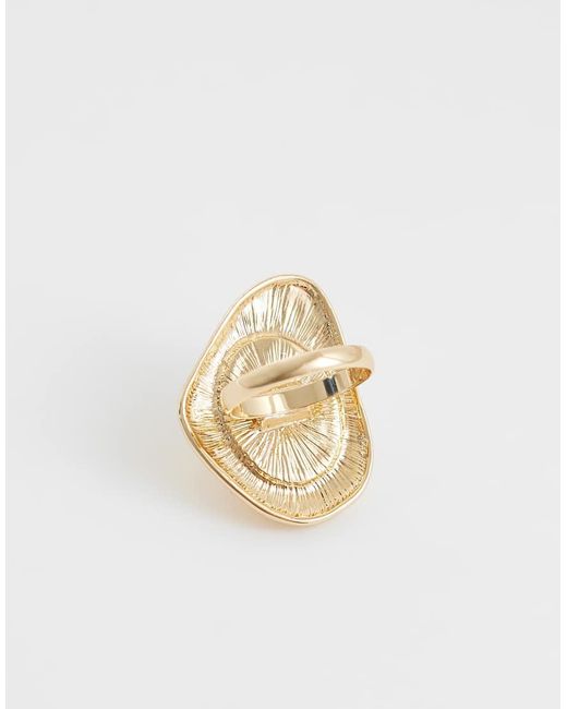ASOS Yellow Asos Design Curve Ring With Molten Amber Stone-Setting