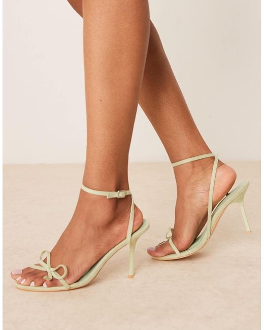 Glamorous Natural Bow Heeled Sandals