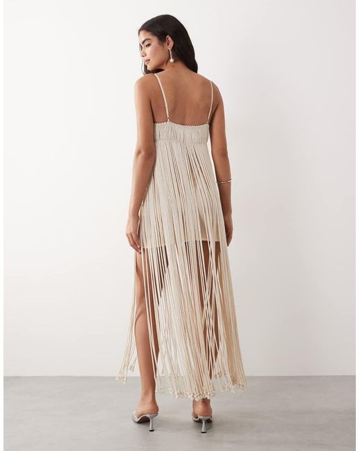 ASOS Natural Premium Crochet Flower Maxi Dress With Shell Detail