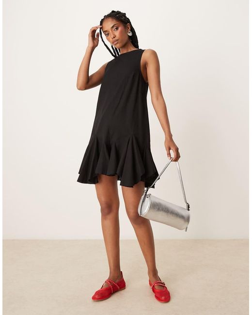 ASOS Black Sleeveless Full Godet Hem Playsuit