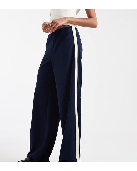 Vero Moda Blue Loose Pull On Trousers With Side Stripe