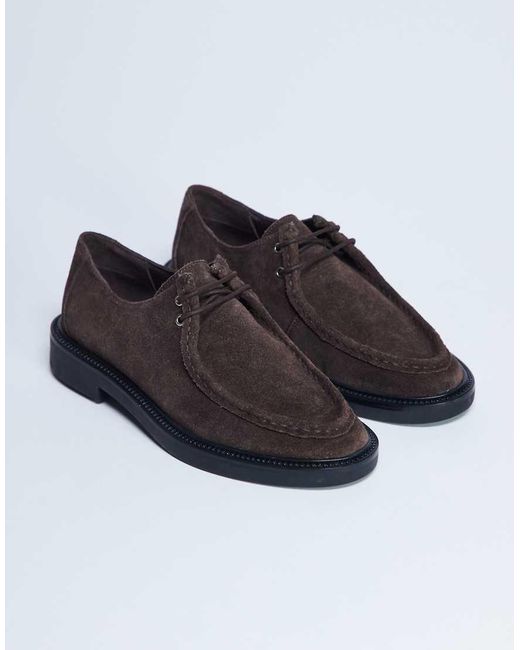 TOPSHOP Brown Banks Suede Leather Lace Up Shoe