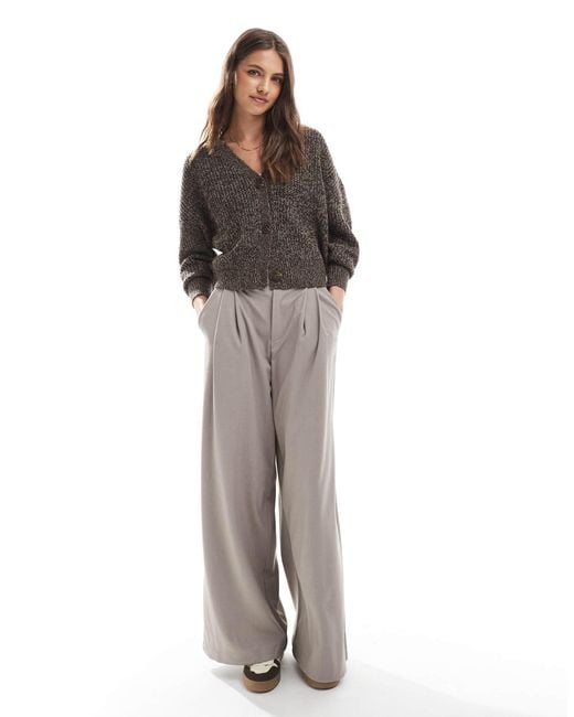 Vero Moda Black Button Through Chunky Rib Cardigan Chocolate Melange