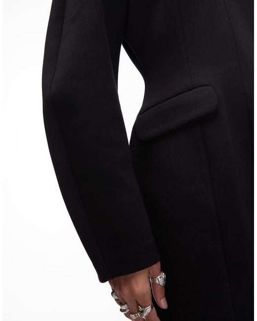 & Other Stories Black Sculpted Mini Dress With Volume Sleeves And Marked Waist