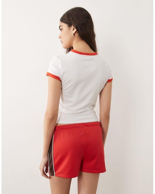 ASOS Red Tricot Piping Detail Micro Short Co-ord