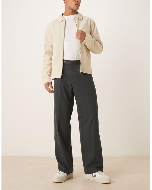 ASOS Nette Broek Van Flanel Met Wijde Pijpen, Verstelbare Zijkant En Plooien Aan De Voorkant in het Green voor heren