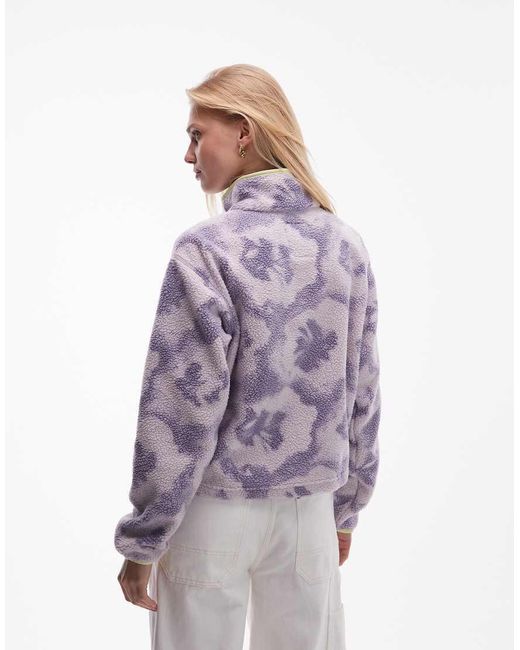 Columbia Purple Helvetia Ii Printed Cropped Half Snap Fleece