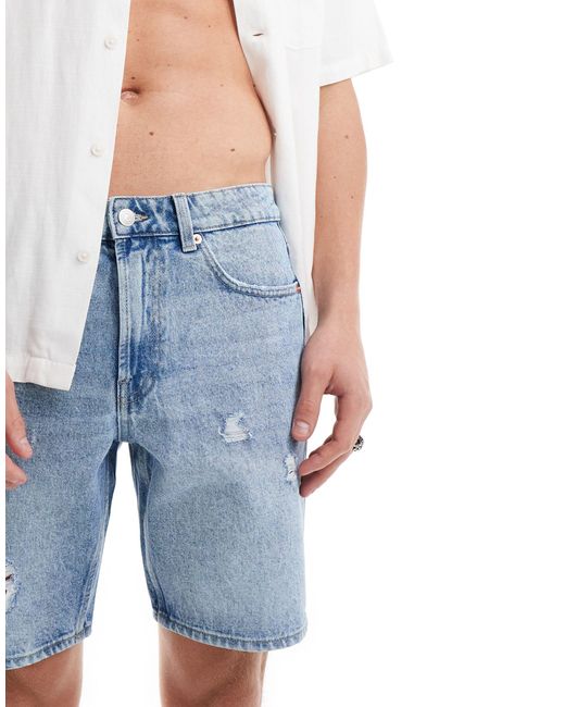 Only & Sons – locker geschnittene jeansshorts in Blue für Herren