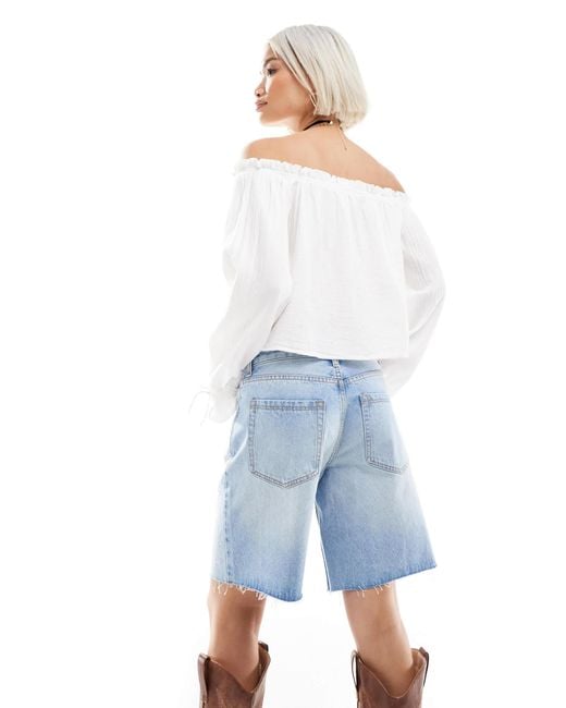 Bershka Blue – lange jeansshorts