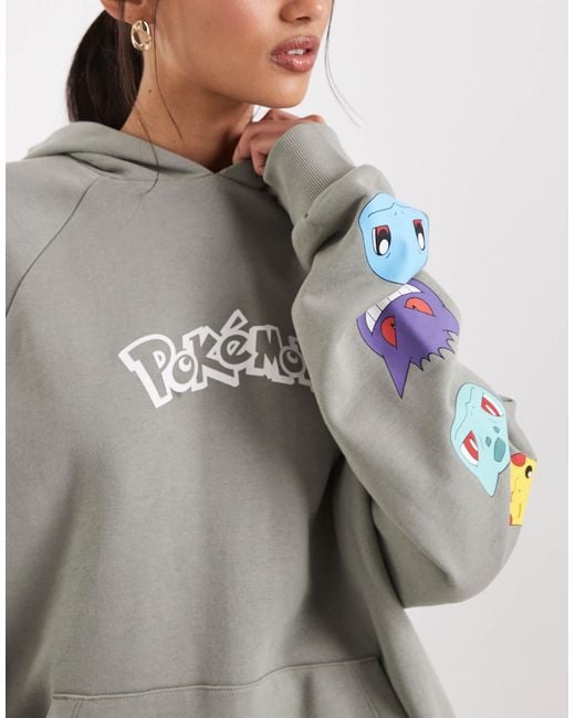 ASOS Gray Unisex Relaxed Hoodie With Pokémon Prints for men
