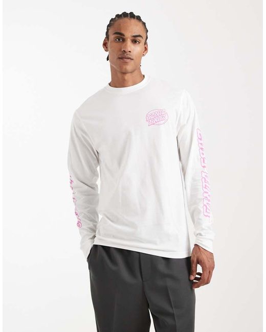 Santa Cruz White Mono Graphic Long Sleeve T-shirt for men