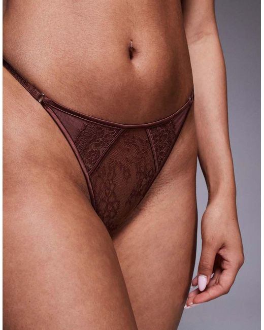 ASOS Black Amber Lace & Sheer Mesh Tanga Thong