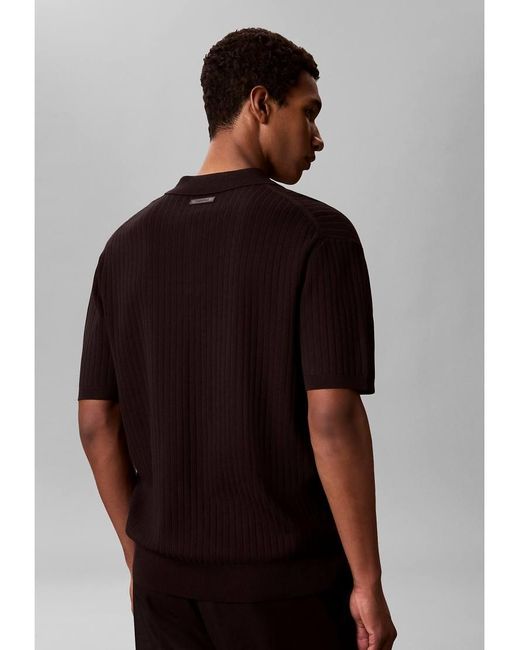 Calvin Klein Gray Soft Pointelle Knit Polo Shirt for men