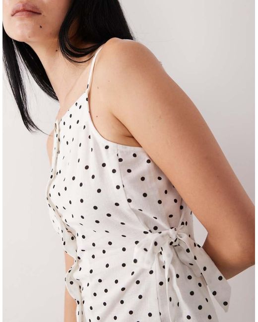Wednesday's Girl White Co-ord Button Up Tie Detail Cami Top
