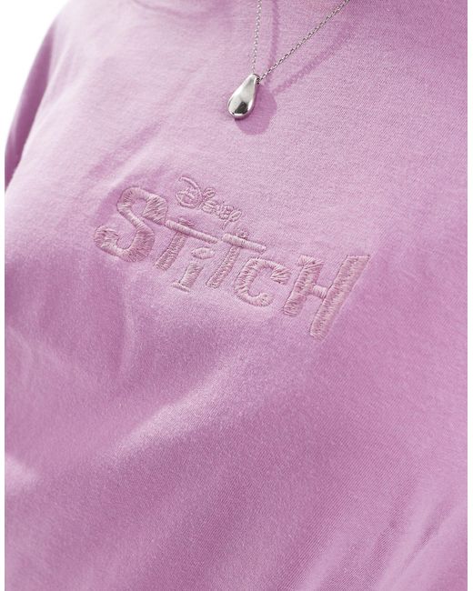 ASOS Purple – stitch – disney-pyjamaset mit t-shirt und shorts