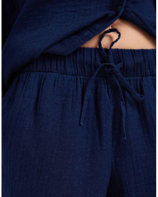 ONLY Blue Wide Leg Seersucker Trouser Co-ord