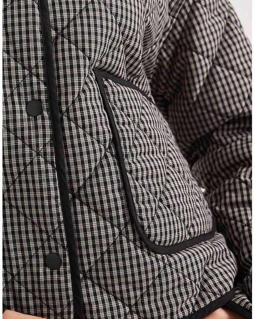 Threadbare Gray Padded Jacket With Contrast Trim
