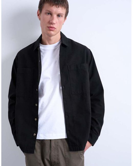 Topman Gray Regular Fit Twill Overshirt for men
