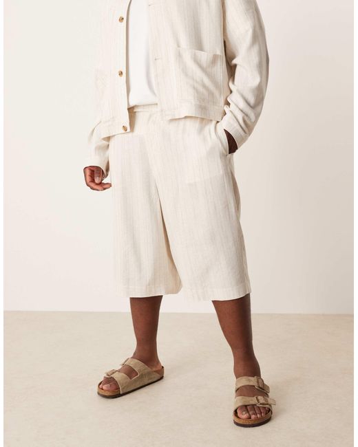 Bermuda oversize en lin mélangé - taupe ASOS pour homme en coloris Natural