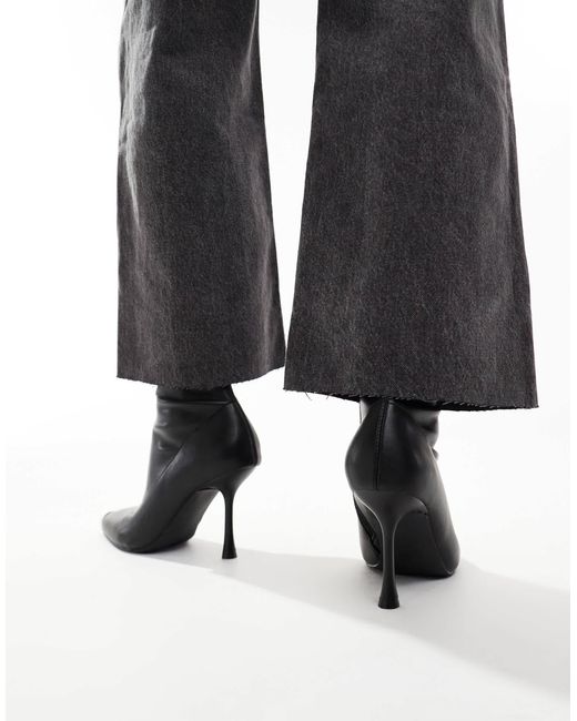 Schuh Black Babette Sock Heeled Ankle Boots With Toe Cap
