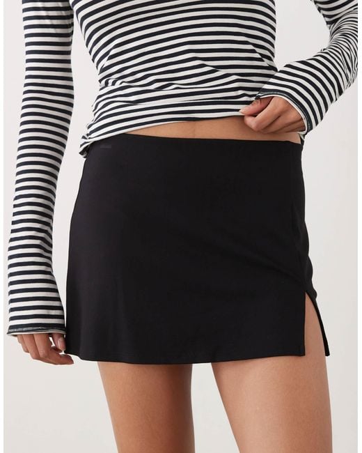 Monki Blue Jersey Mini Skirt With Front Split