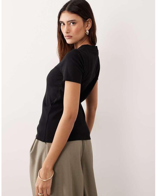 ARRANGE Black Sculpted Crew Neck T-Shirt