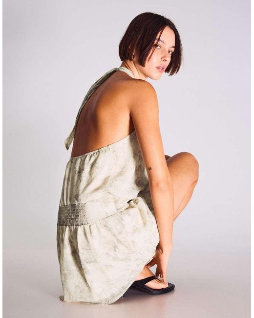 Bershka White Halter Neck Mini Wrap Dress