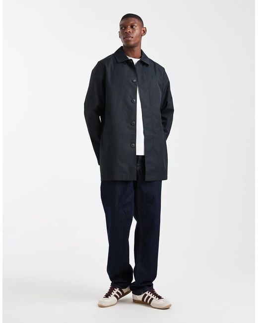 Gabardina Corta Abotonada Resistente Al Agua De Threadbare de hombre de color Blue