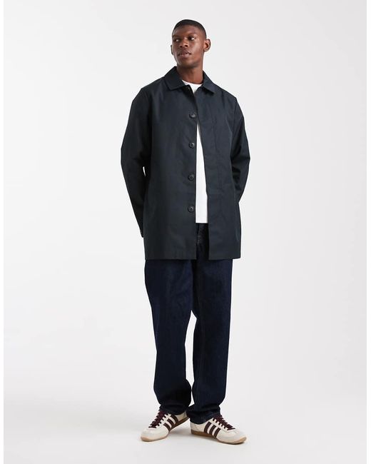 Impermeabile Corto Con Bottoni di Threadbare in Blue da Uomo