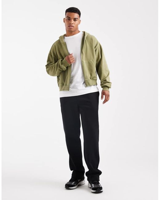 Cotton On Green Cropped Zip Up Hoodie for men