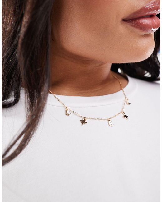 ASOS White Asos Design Curve Necklace With Celestial Charms