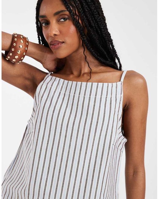 Pieces White Square Neck Denim Top