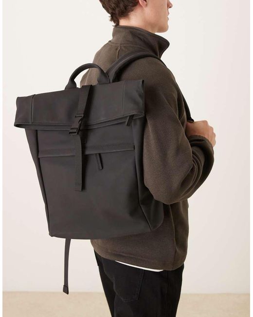 Mango Black Roll Top Backpack for men