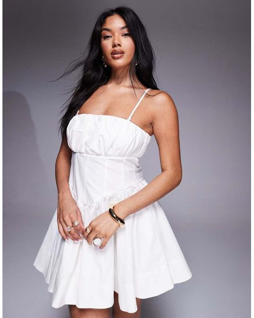 River Island Gray Bandeau Corset Mini Dress