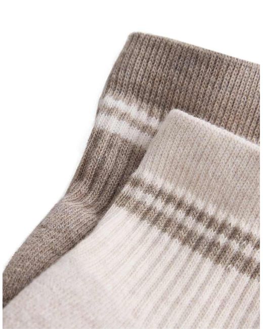 Oysho Natural 2 Pairs Of Cotton Padded Quarter Yoga And Pilates Socks