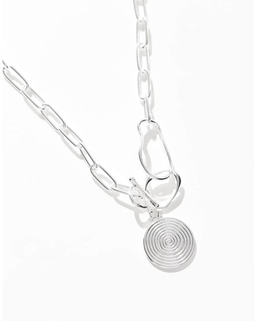 Accessorize Blue – klobige, mit sterling überzogene halskette mit scheibenanhänger