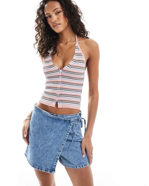 ASOS Blue Denim A-line Skort